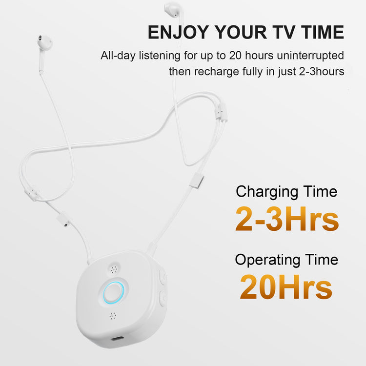 Wireless Semi-in-Ear Neckband TV Earbuds for Seniors