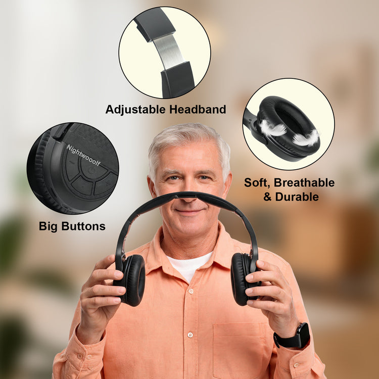 Wireless TV Headphones for Seniors with Large Buttons
