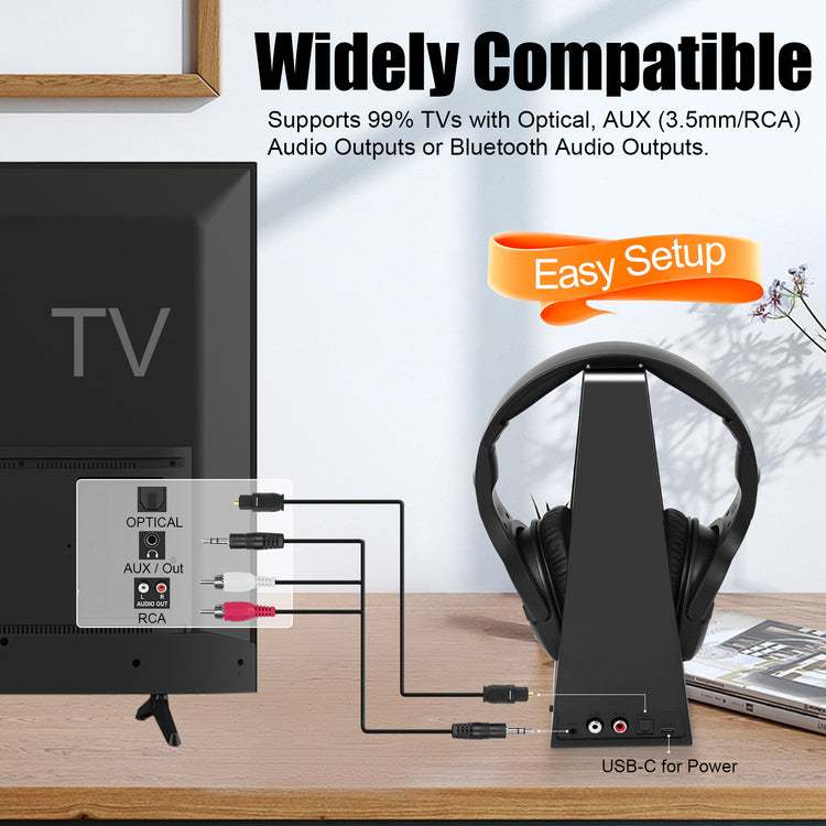 Wireless TV Headphones for Seniors with Large Buttons