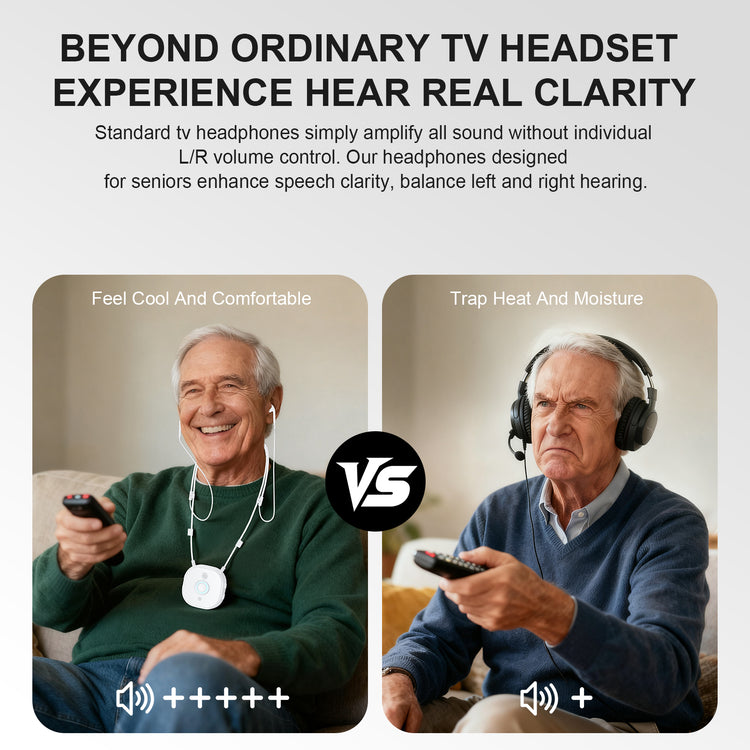 Wireless Semi-in-Ear Neckband TV Earbuds for Seniors