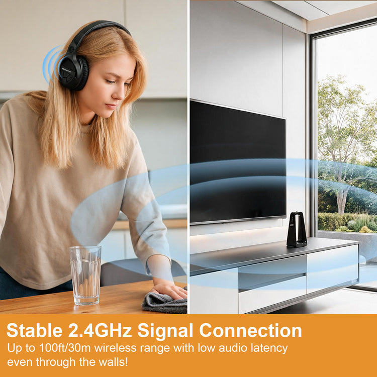 Wireless TV Headphones for Seniors with Large Buttons