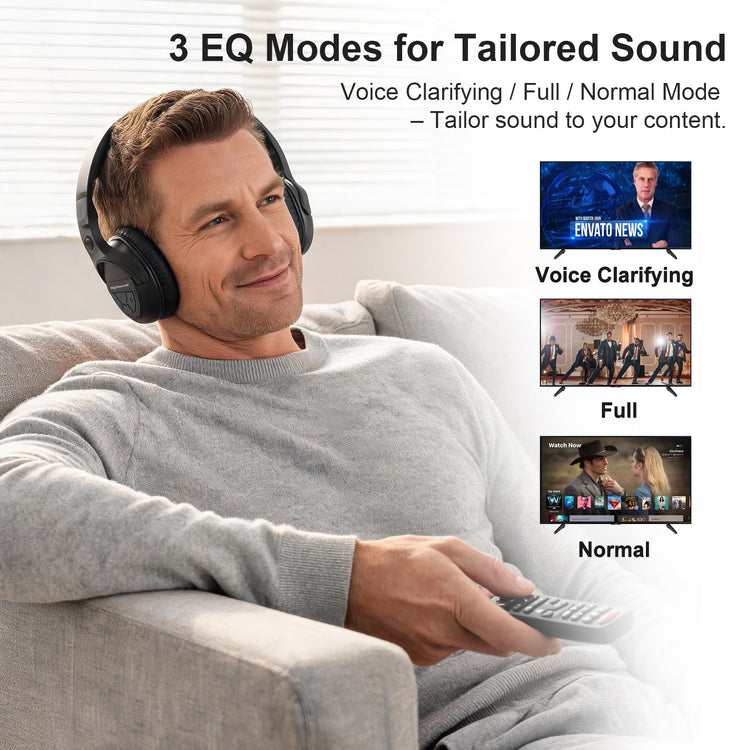 Wireless TV Headphones for Seniors with Large Buttons