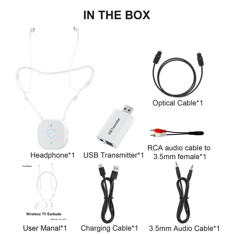 Wireless Semi-in-Ear Neckband TV Earbuds for Seniors