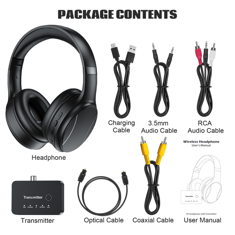 Nightwooolf  Bluetooth & 2.4G Dual-Mode Wireless TV Headphones